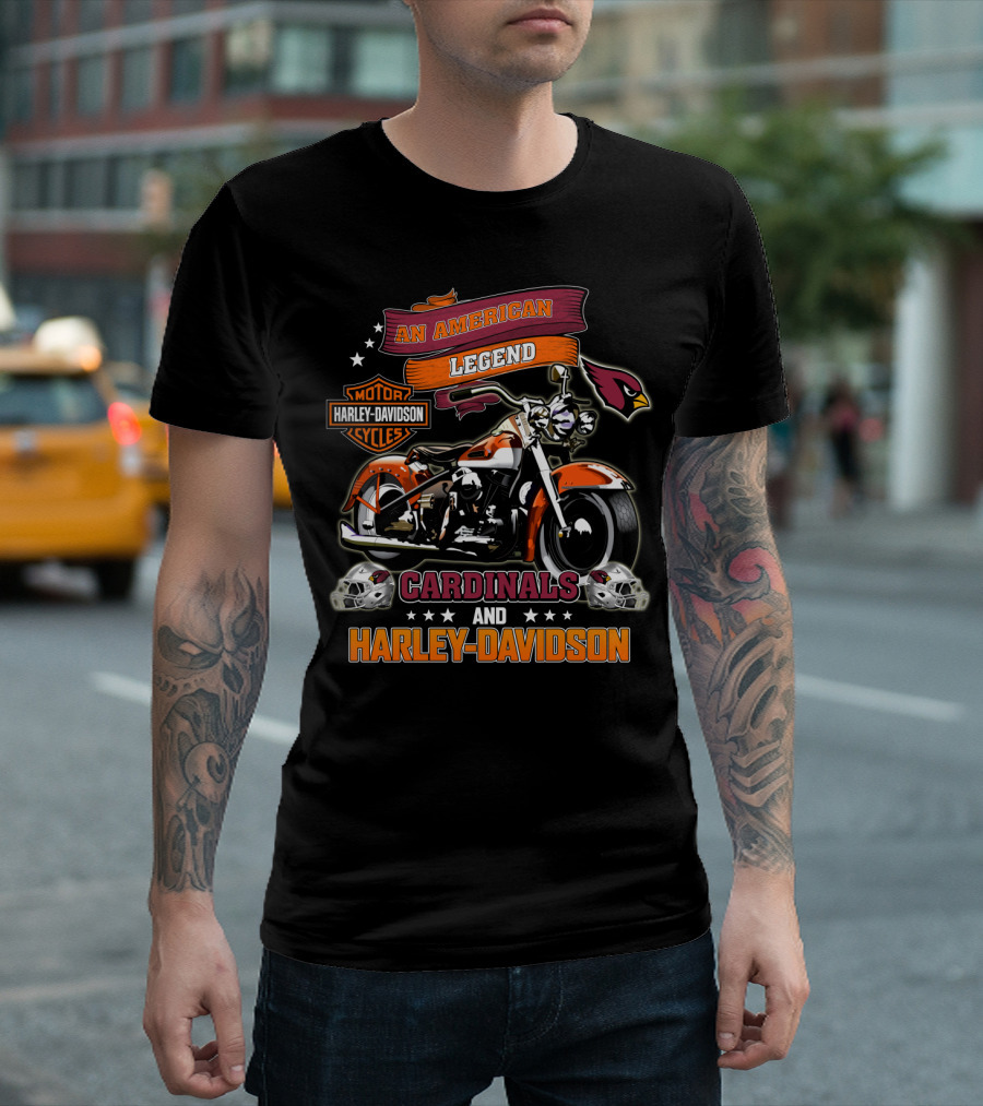 An American Legend Cardinals And Harley Davidson Motor Cycles T-Shirt