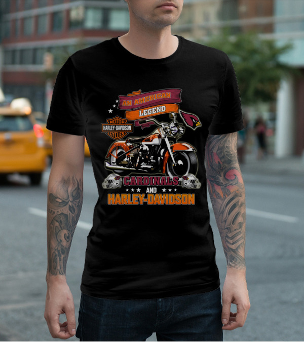 An American Legend Cardinals And Harley Davidson Motor Cycles T-Shirt