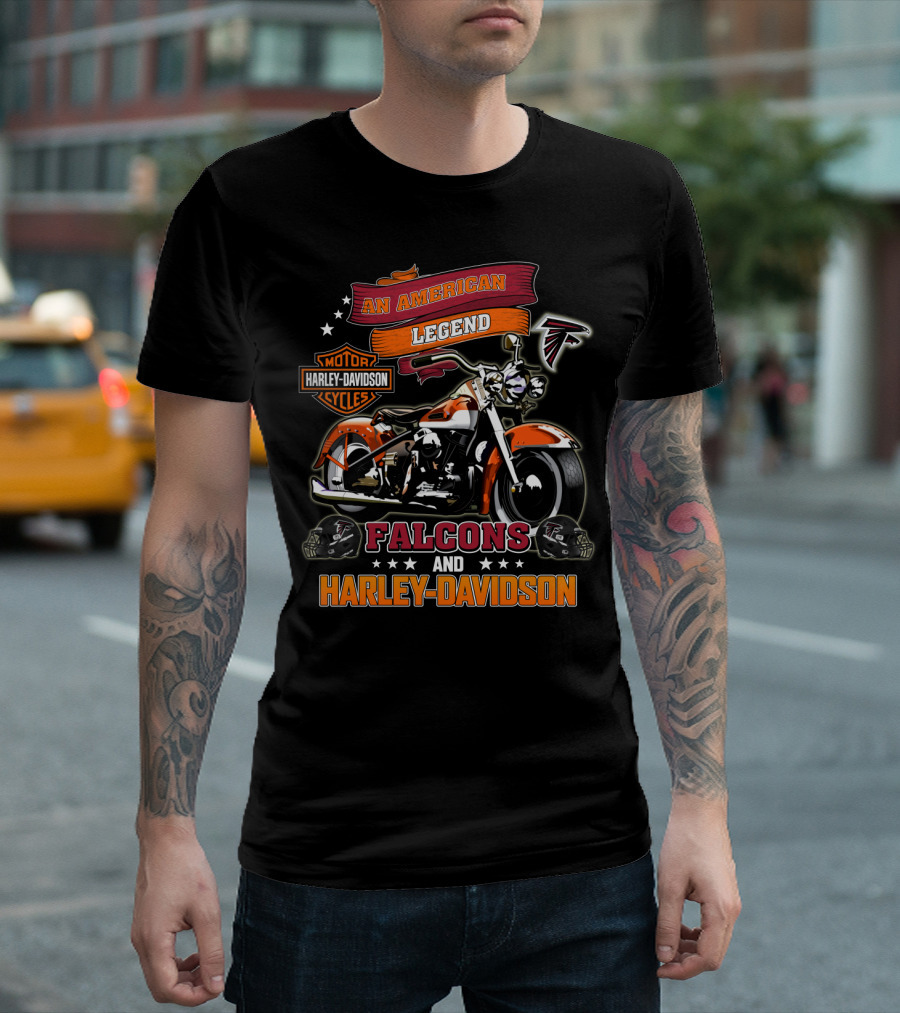 An American Legend Falcons And Harley Davidson Motor Cycles T-Shirt