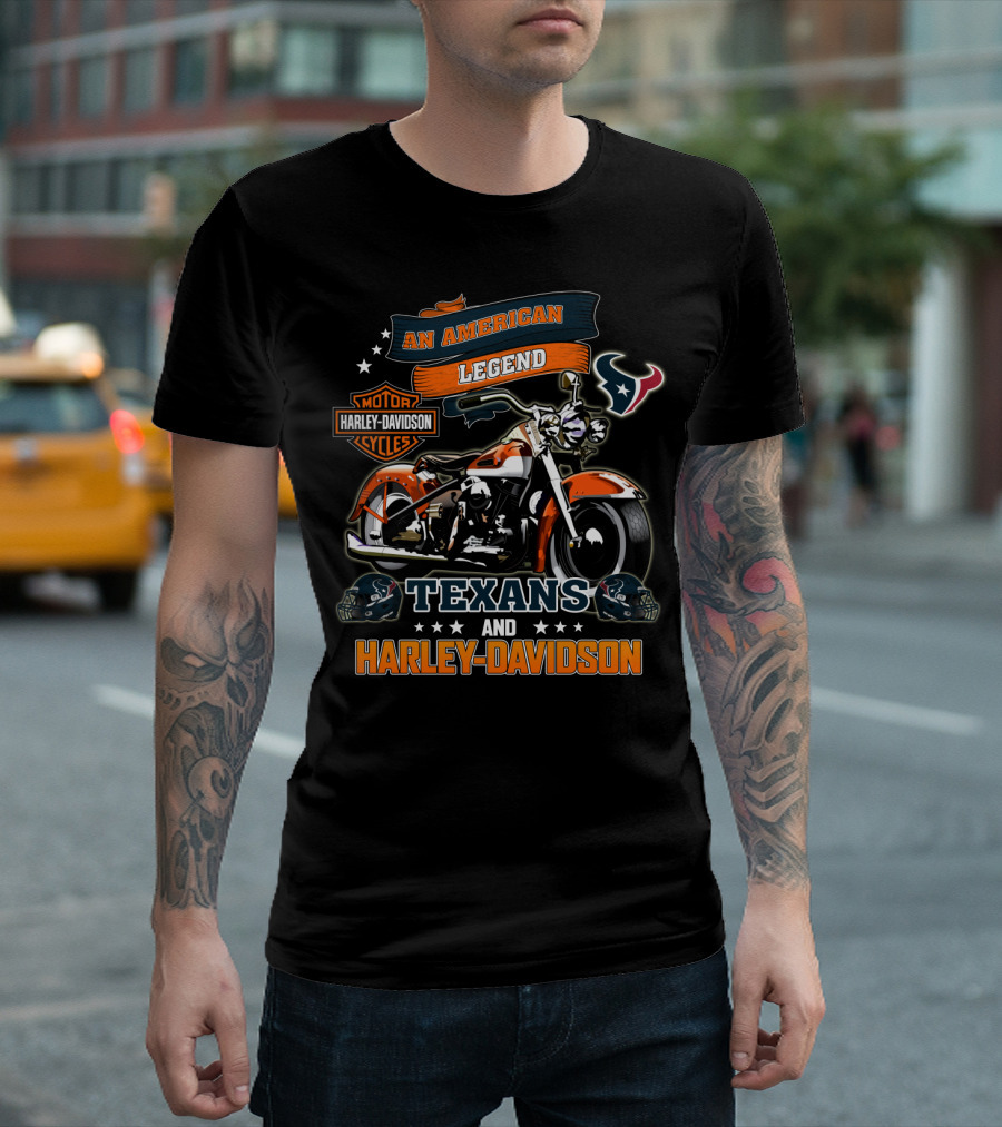 An American Legend Texans And Harley Davidson Motorcycles T-Shirt