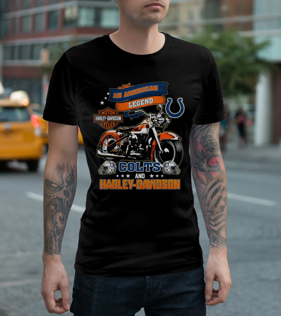 An American Legend Colts And Harley Davidson Motor Cycles T-Shirt