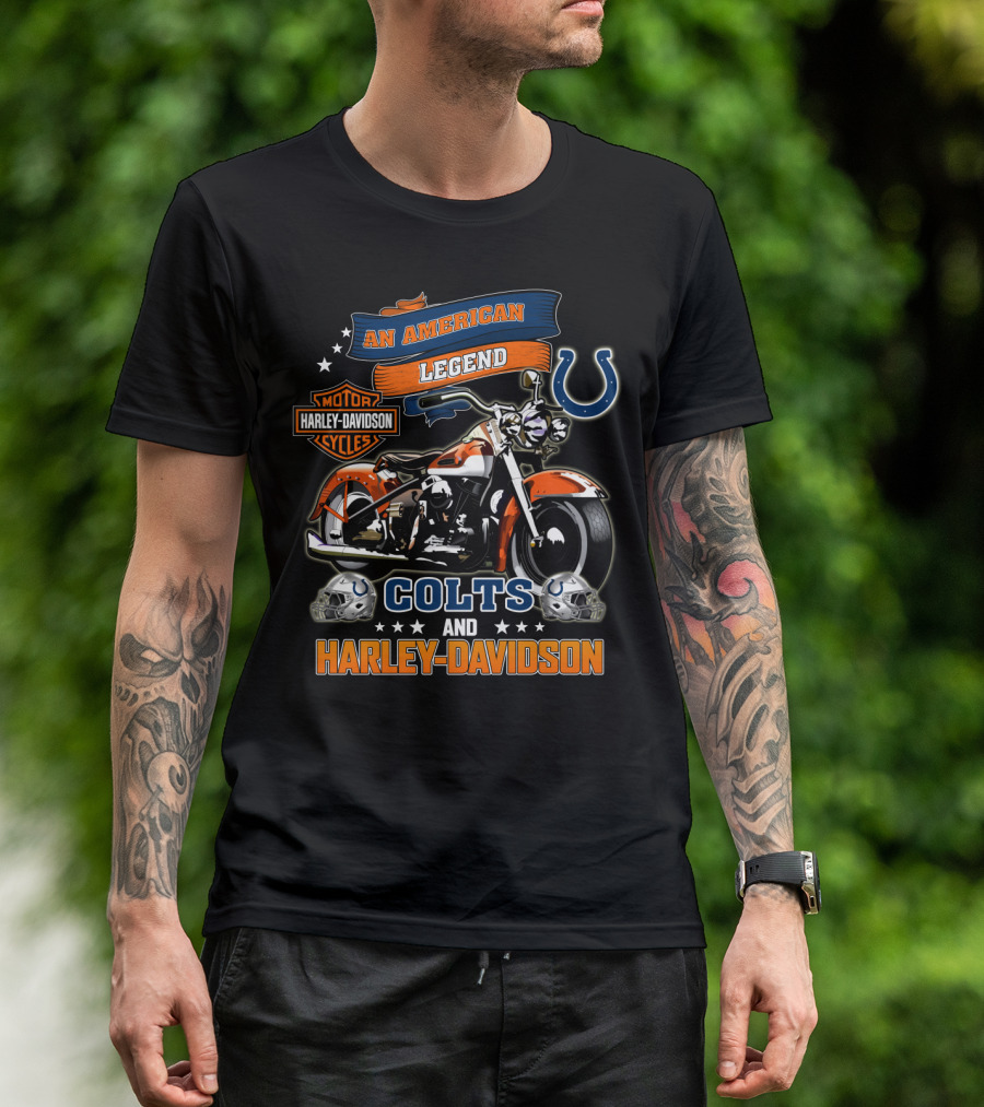 An American Legend Colts And Harley Davidson Motor Cycles T-Shirt