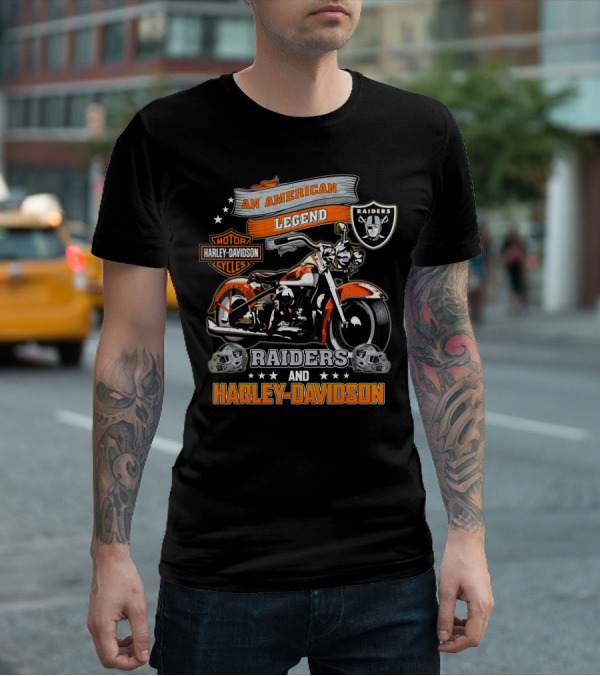 An American Legend Raiders And Harley Davidson T-Shirt