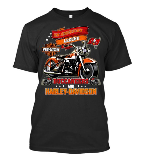 An American Legend Buccaneers And Harley Davidson Motorcycles Nfl T-Shirt