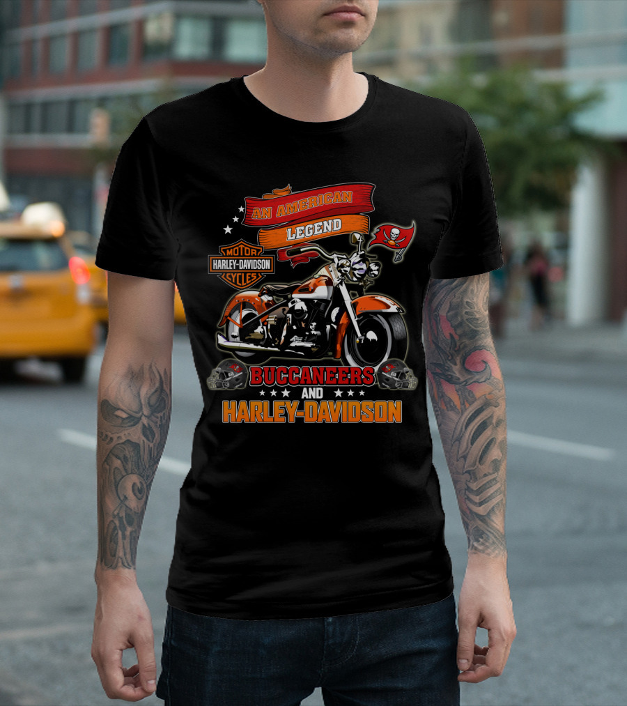 An American Legend Buccaneers And Harley Davidson Motorcycles Nfl T-Shirt