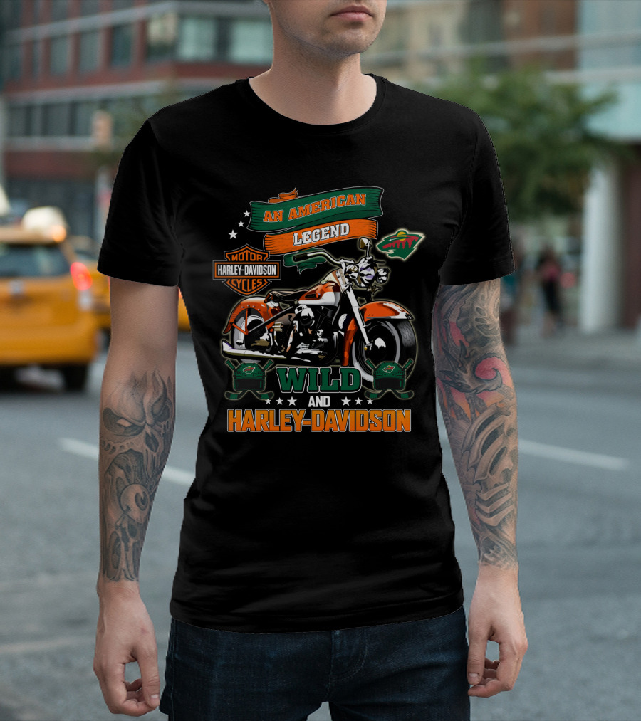 An American Legend Minnesota Wild And Harley Davidson Nhl T-Shirt