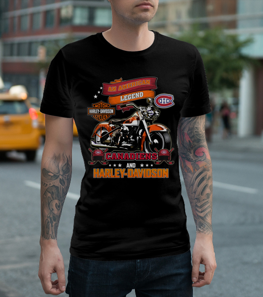An American Legend Canadiens And Harley Davidson Nhl Montreal Canadiens Harley Davidson Cycles T-Shirt