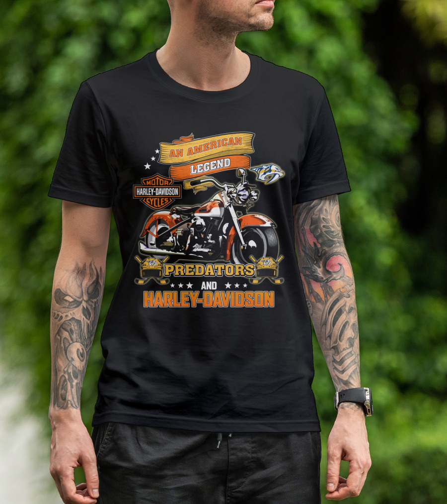 Nashville Predators And Harley Davidson An American Legend Motor Cycles T-Shirt