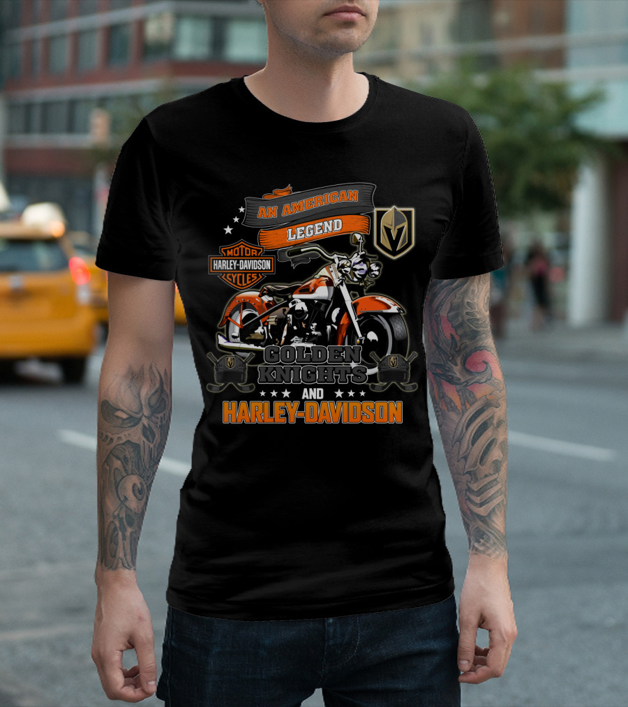 An American Legend Golden Knights And Harley Davidson Motor Cycles T-Shirt