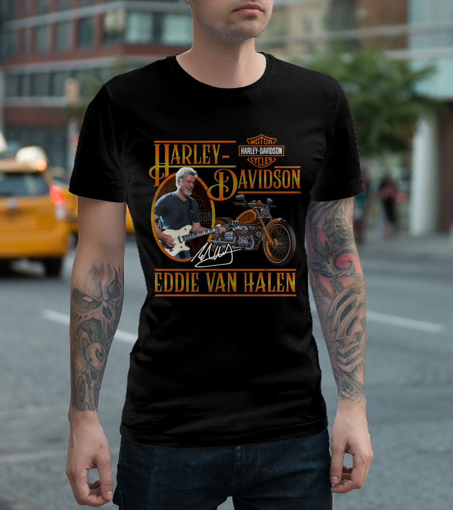 Harley Davidson Eddie Van Halen Motor Cycles Iconic Collaboration T-Shirt