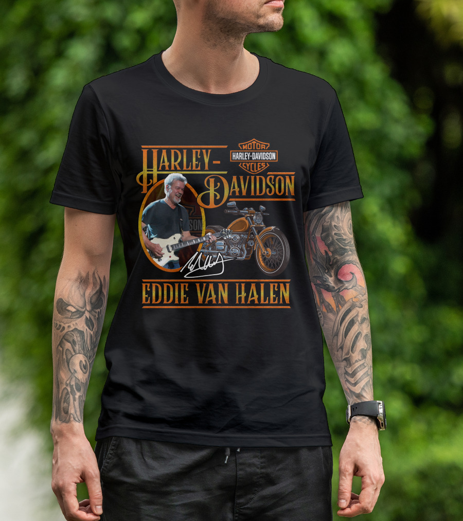 Harley Davidson Eddie Van Halen Motor Cycles Iconic Collaboration T-Shirt