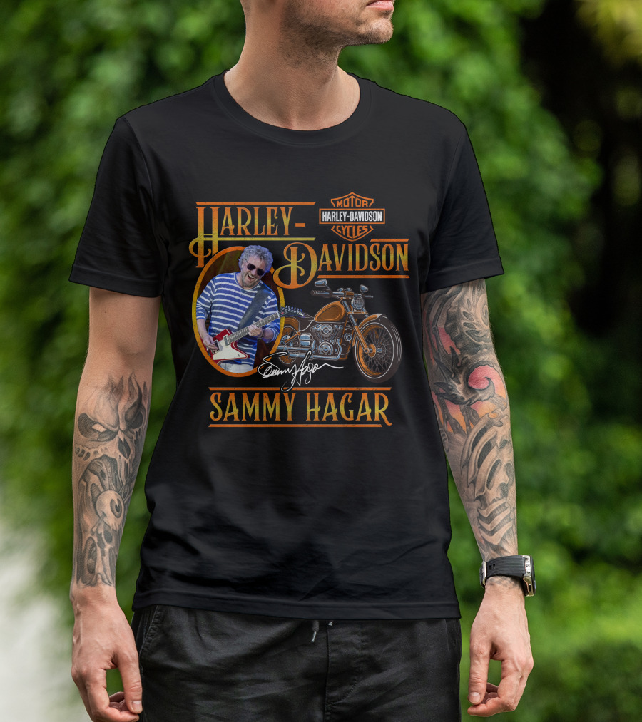 Harley Davidson Sammy Hagar Motor Cycles Signature Guitar Motorcycle T-Shirt