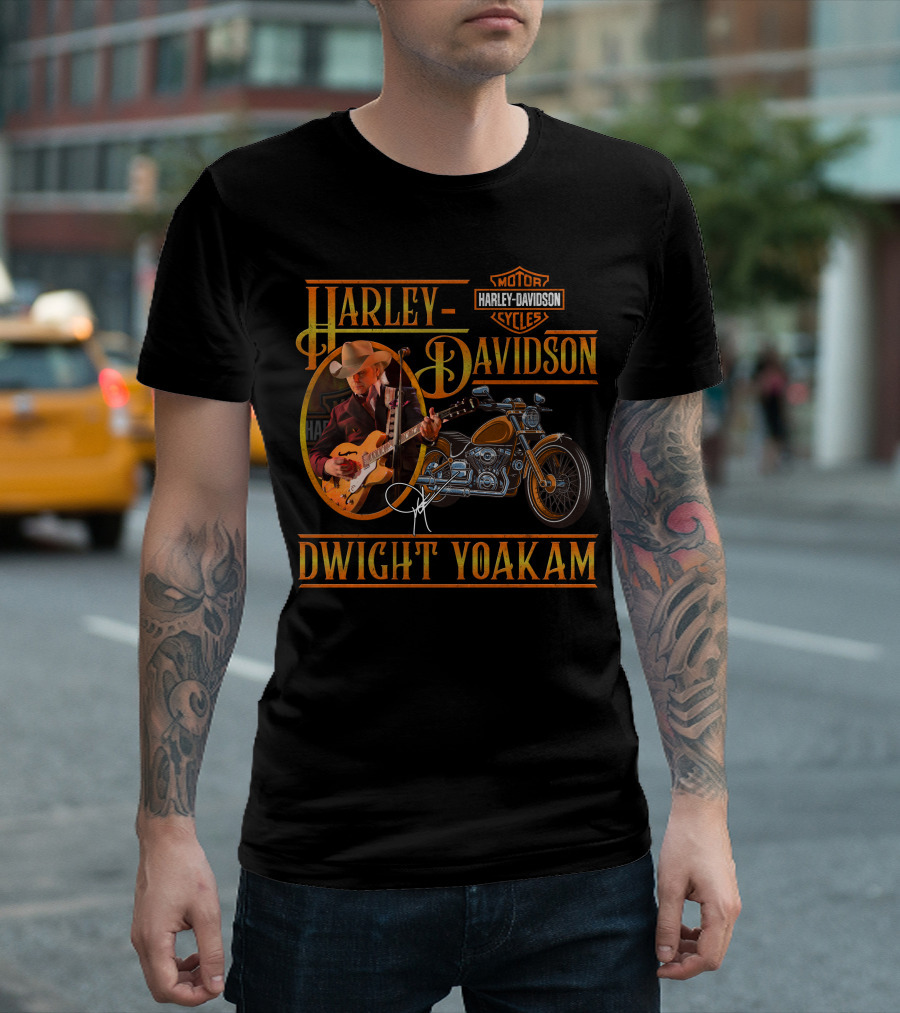 Harley Davidson Dwight Yoakam Motor Cycles Vintage Guitar T-Shirt