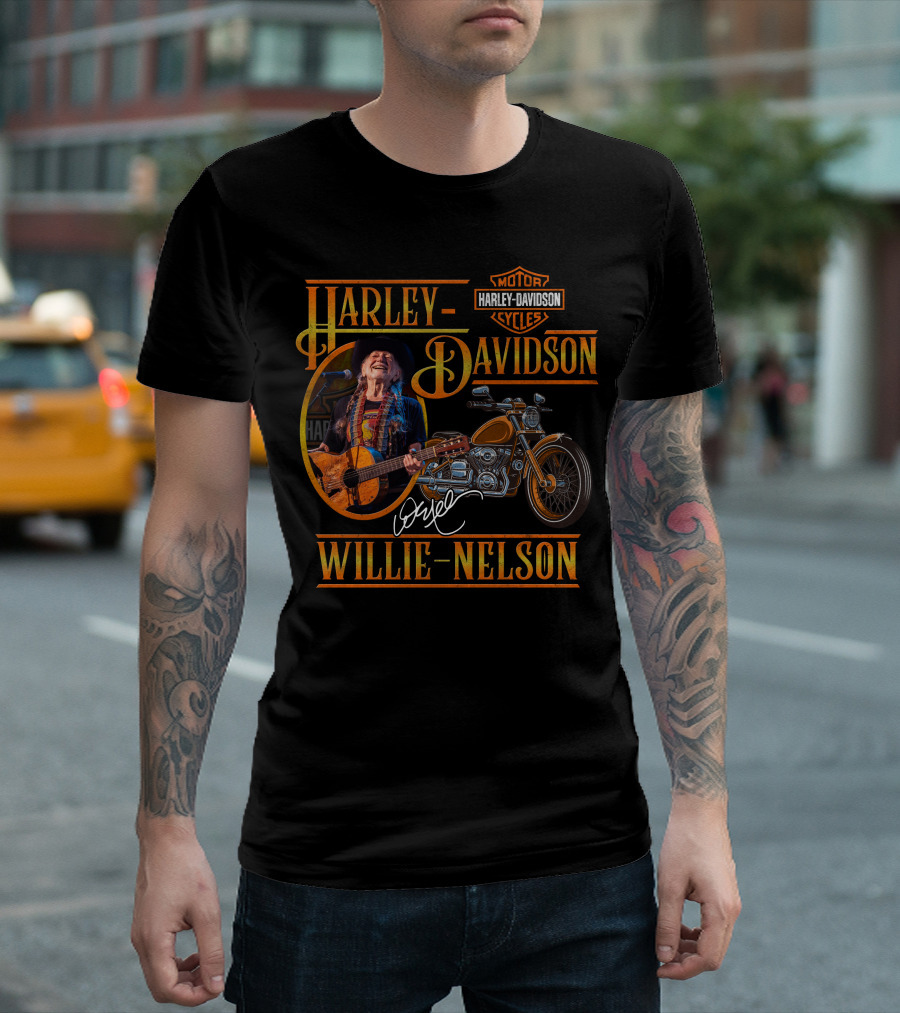Harley Davidson Willie Nelson Motor Cycles T-Shirt