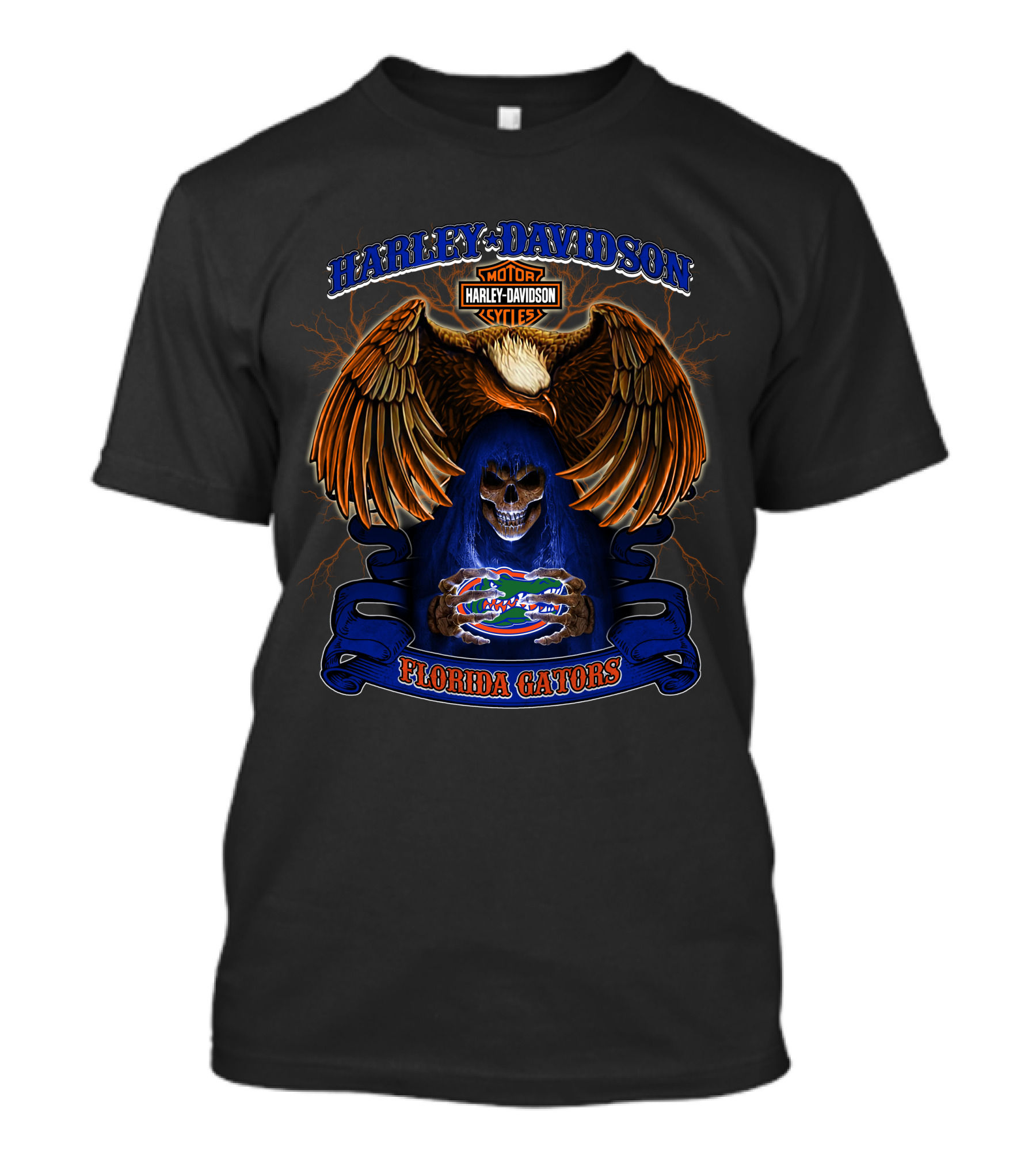 Harley Davidson Eagle Skull Florida Gators Ncaa T-Shirt