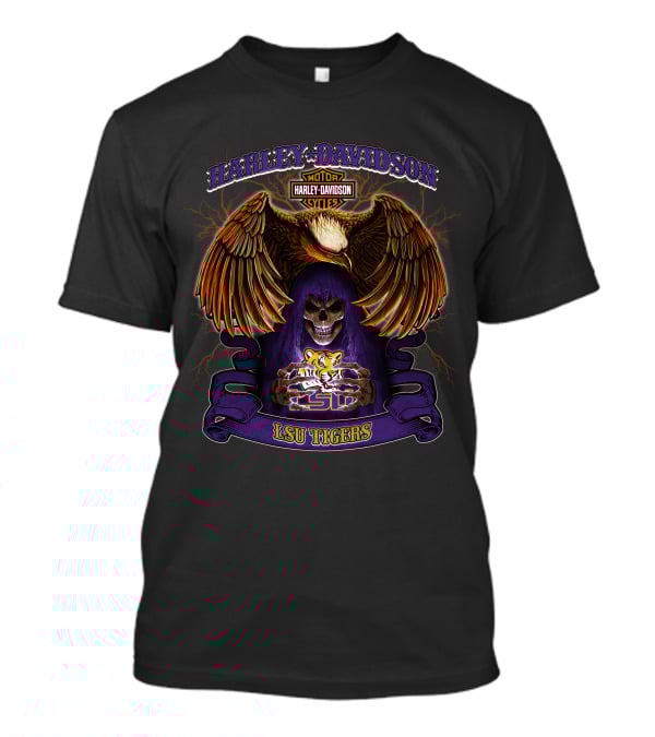 Harley Davidson Lsu Tigers Motorcycles Skull Eagle T-Shirt