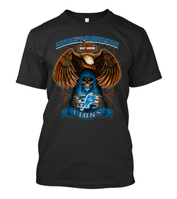 Harley Davidson Lions Eagle Skull Motorcycles Lightning T-Shirt