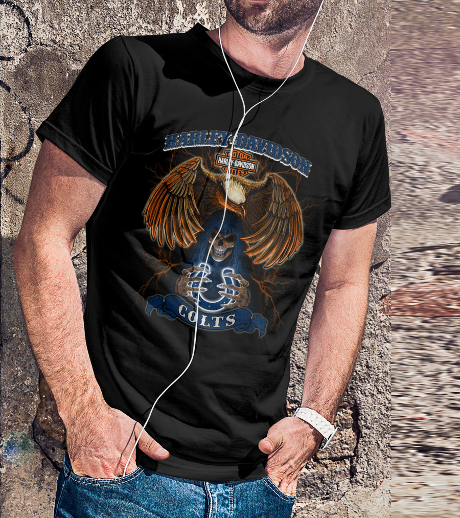 Harley Davidson Eagle Skull Indianapolis Colts Nfl T-Shirt
