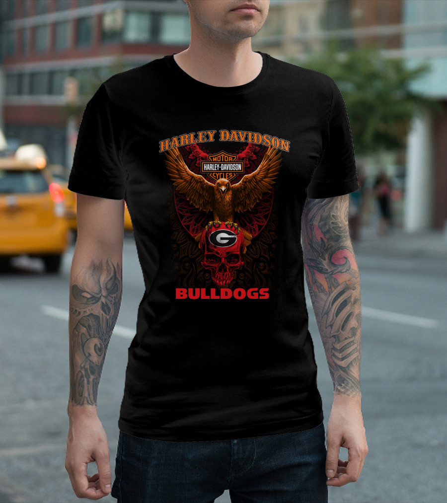 Harley Davidson Motor Cycles Georgia Bulldogs T-Shirt