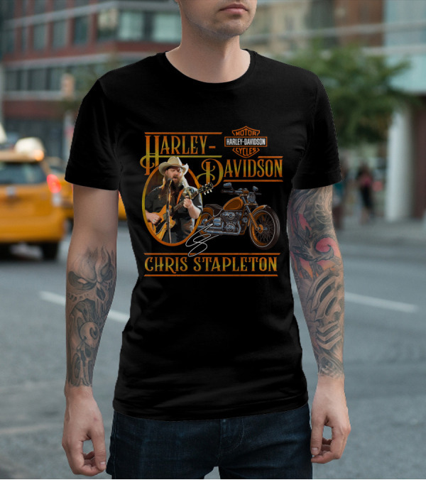 Harley Davidson Motor Cycles Chris Stapleton Guitar Motorcycle T-Shirt