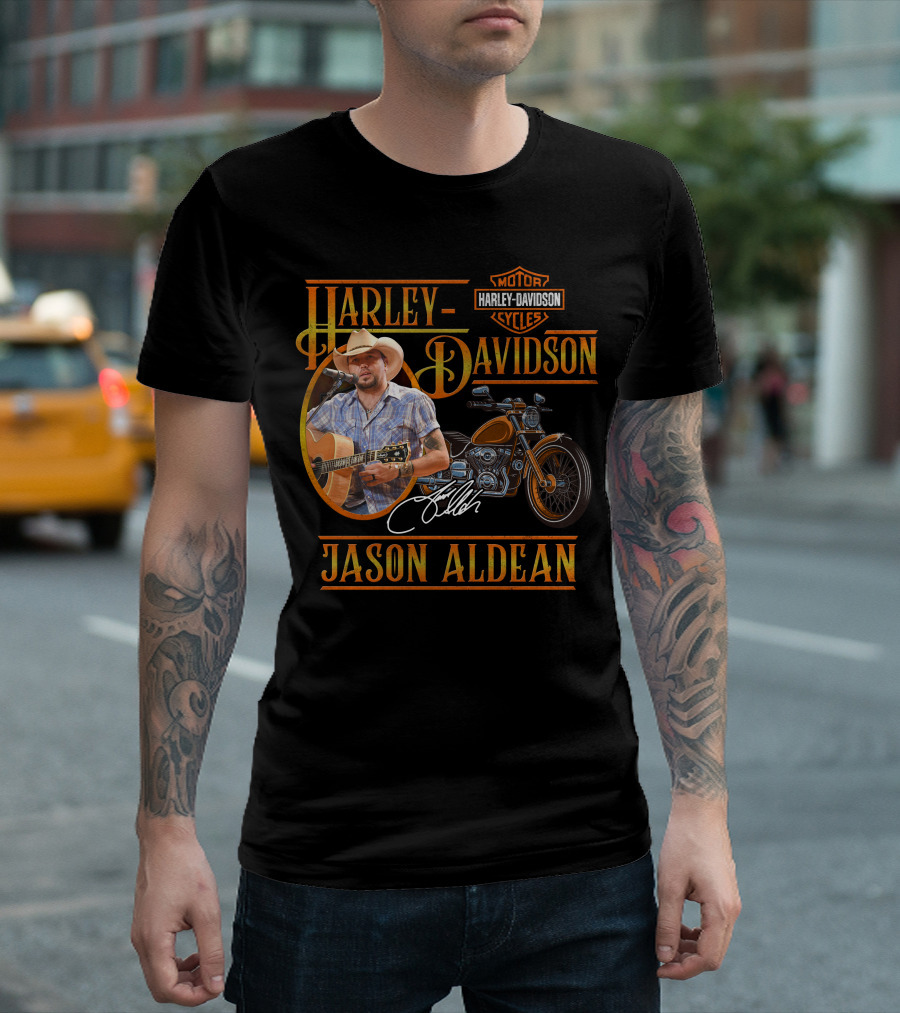 Jason Aldean Harley Davidson Motorcycles Signature T-Shirt