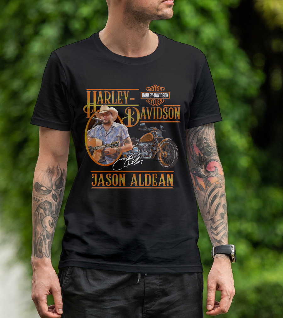 Jason Aldean Harley Davidson Motorcycles Signature T-Shirt
