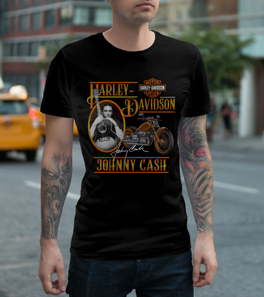 Johnny Cash Harley Davidson Motor Cycles T-Shirt