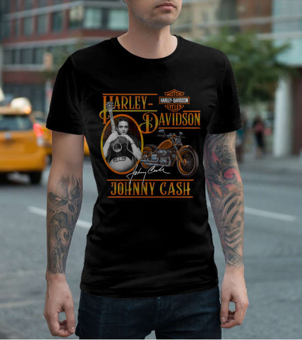 Johnny Cash Harley Davidson Motor Cycles T-Shirt