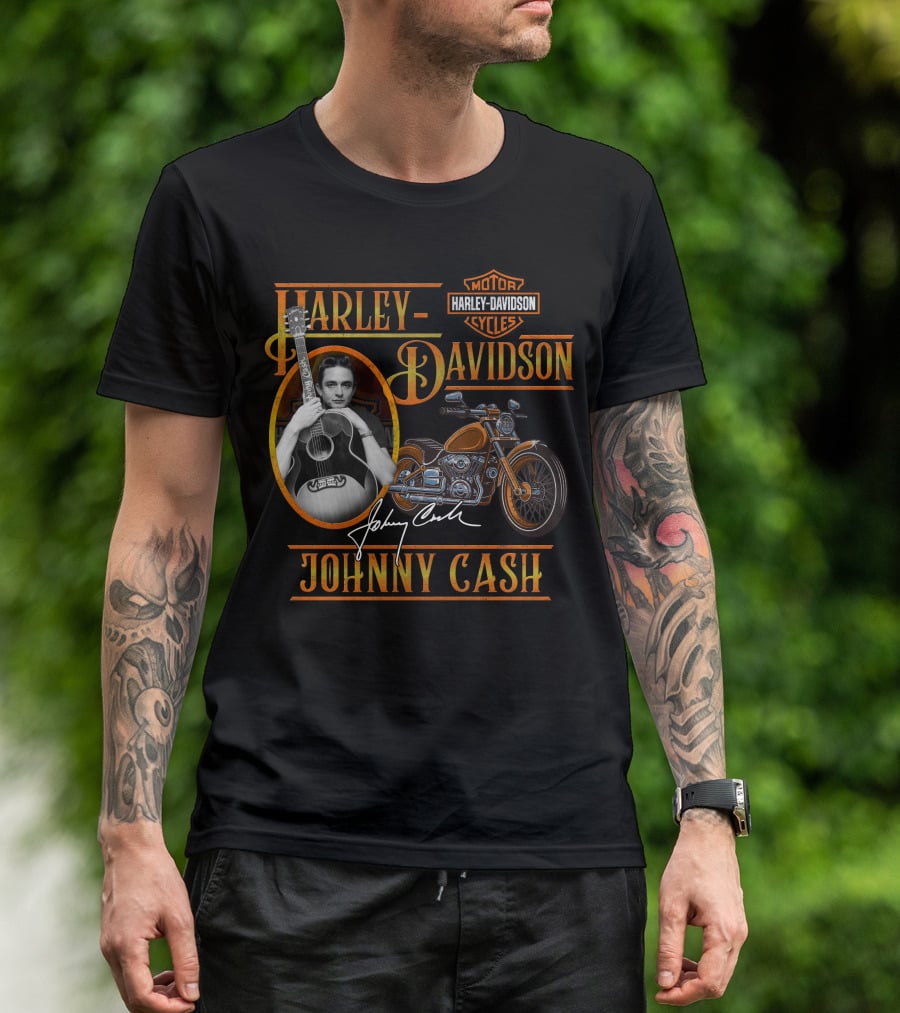 Johnny Cash Harley Davidson Motor Cycles T-Shirt