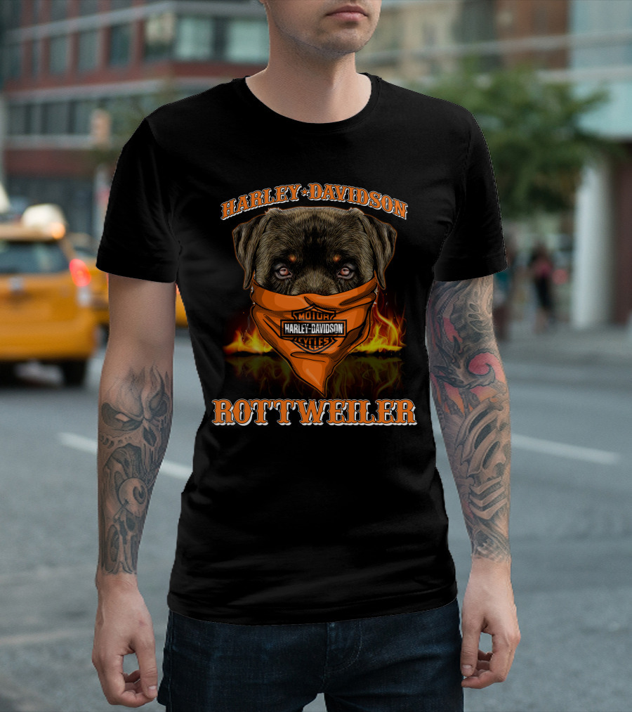 Harley Davidson Motor Cycles Rottweiler T-Shirt
