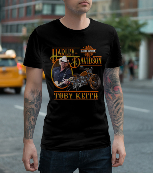 Harley Davidson Motor Cycles Toby Keith Signature Guitar And Motorcycle T-Shirt