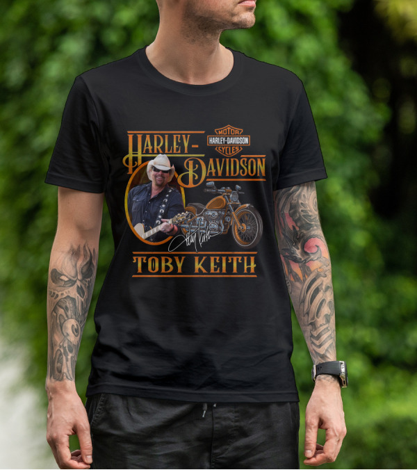 Harley Davidson Motor Cycles Toby Keith Signature Guitar And Motorcycle T-Shirt