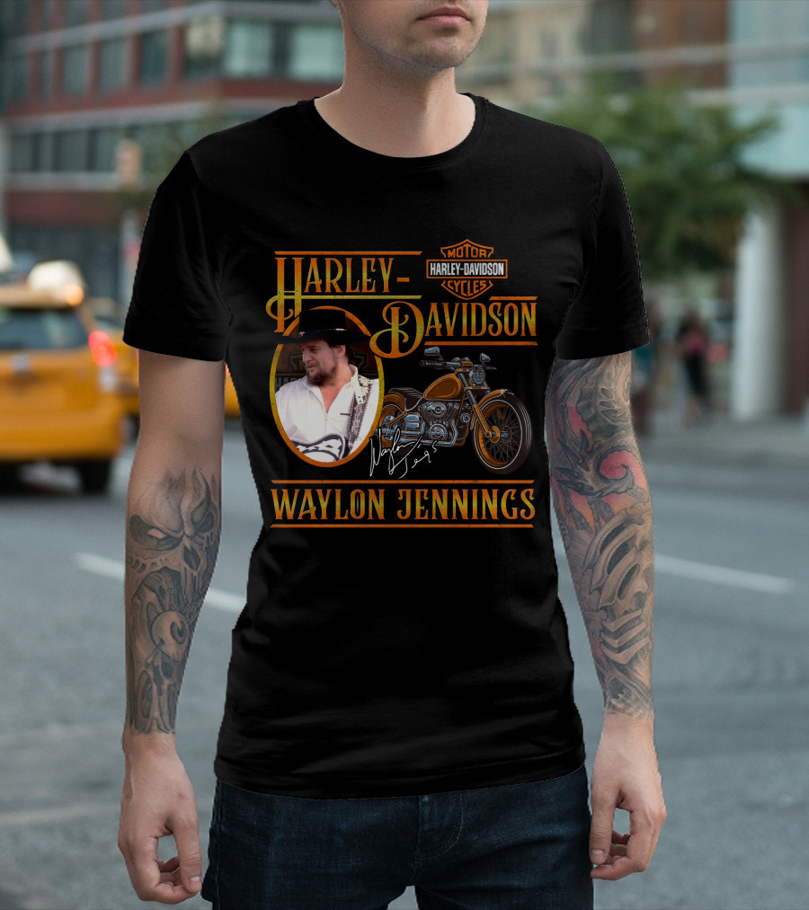 Waylon Jennings Harley Davidson Motor Cycles T-Shirt