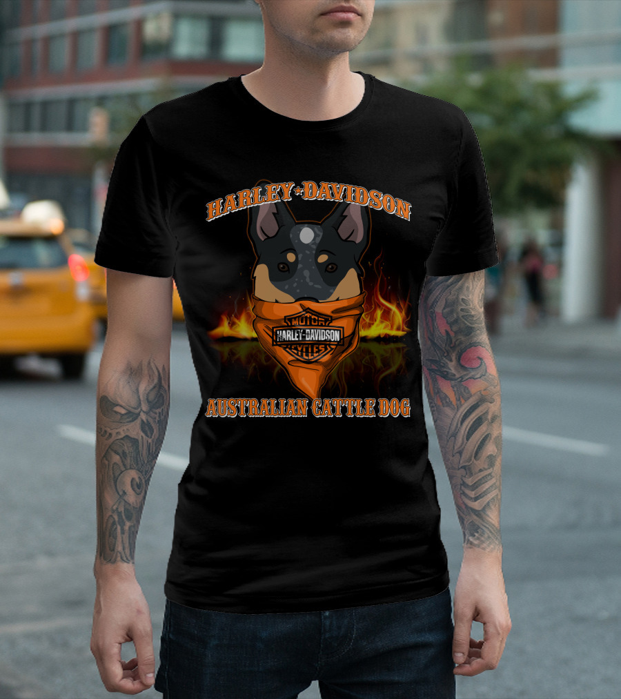 Harley Davidson Motorcycles Australian Cattle Dog T-Shirt