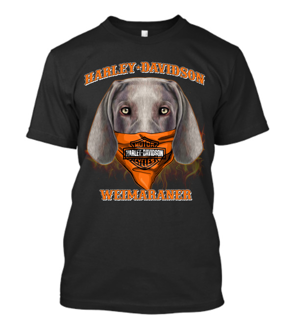 Harley Davidson Weimaraner Dog With Bandana T-Shirt