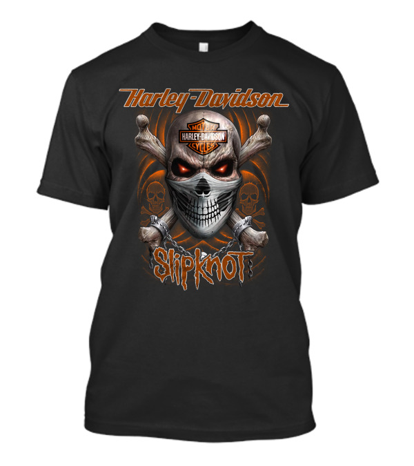 Slipknot Harley Davidson Skull And Crossbones T-Shirt