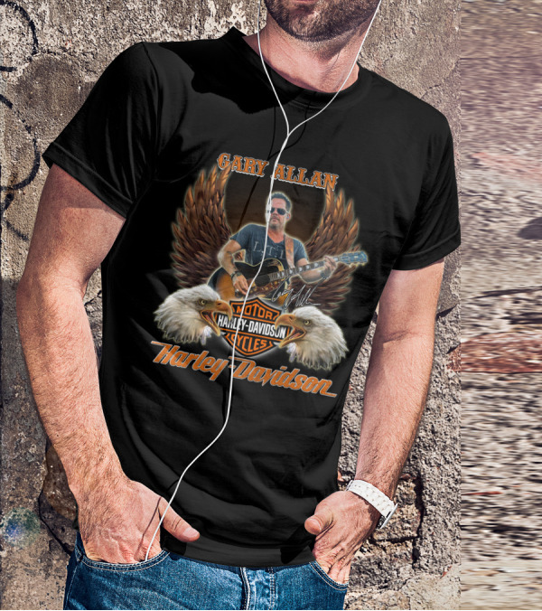 Gary Allan Harley Davidson Motor Cycles Vintage Eagles T-Shirt