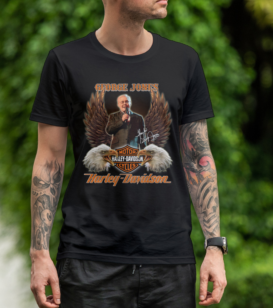 George Jones Harley Davidson Motor Cycles Eagles T-Shirt