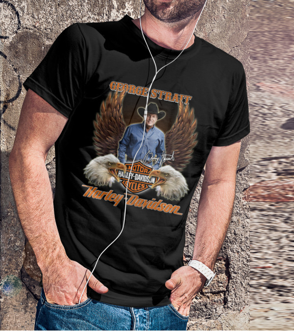 George Strait Harley Davidson Motorcycles Eagles T-Shirt