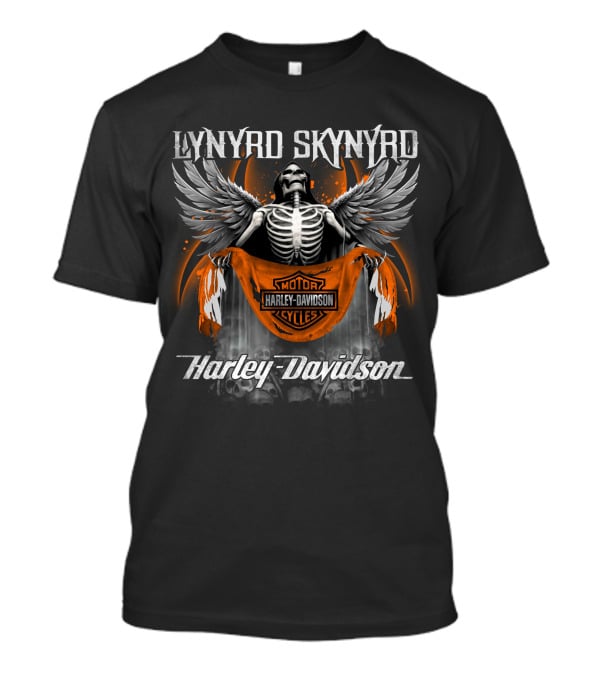Lynyrd Skynyrd Harley Davidson Skeleton Wings Fusion T-Shirt