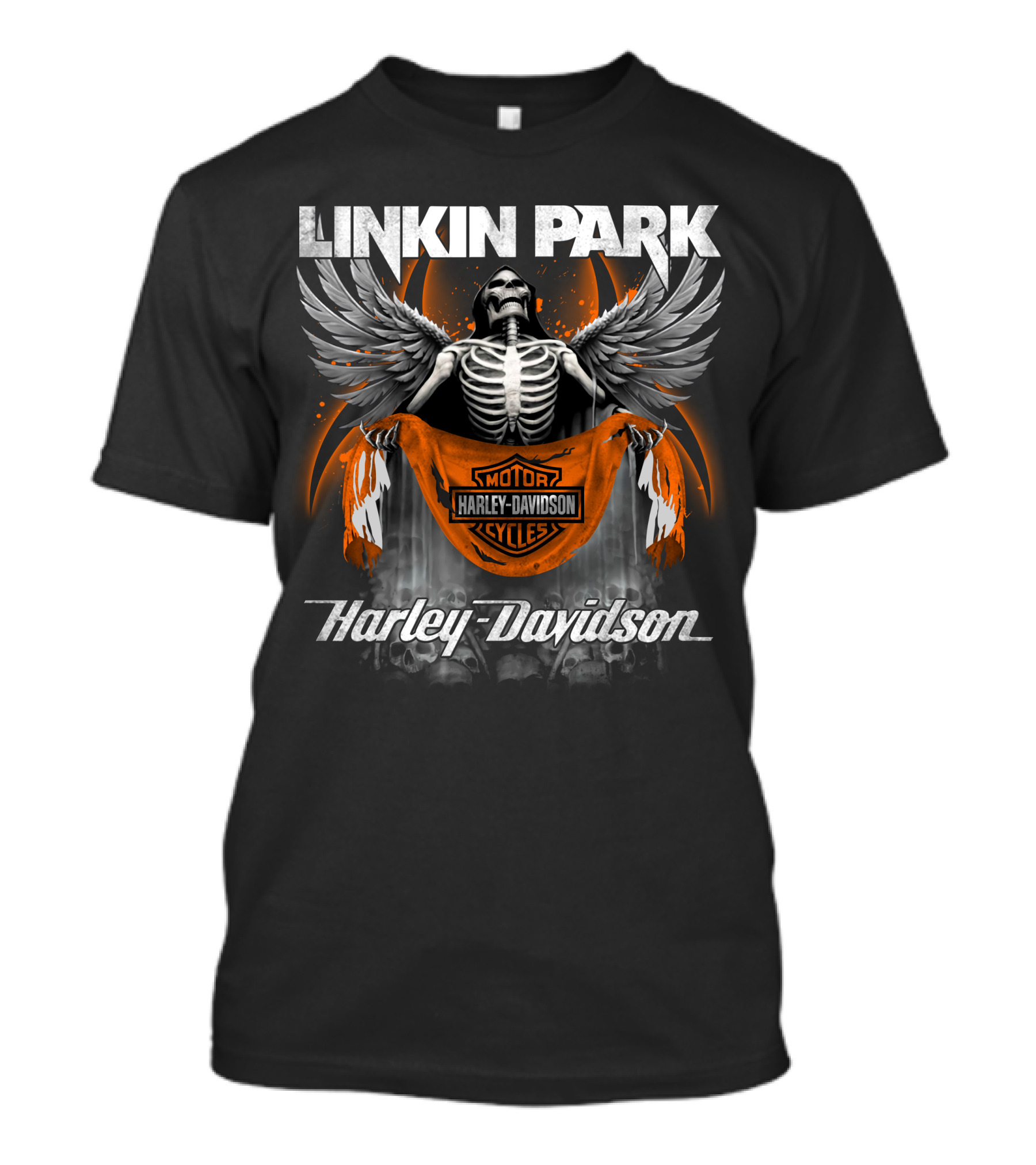 Linkin Park Harley Davidson Motorcycles Skeleton Wings T-Shirt