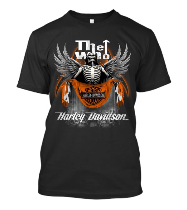 The Who Harley Davidson Motorcycles Wings Skeleton Banner T-Shirt