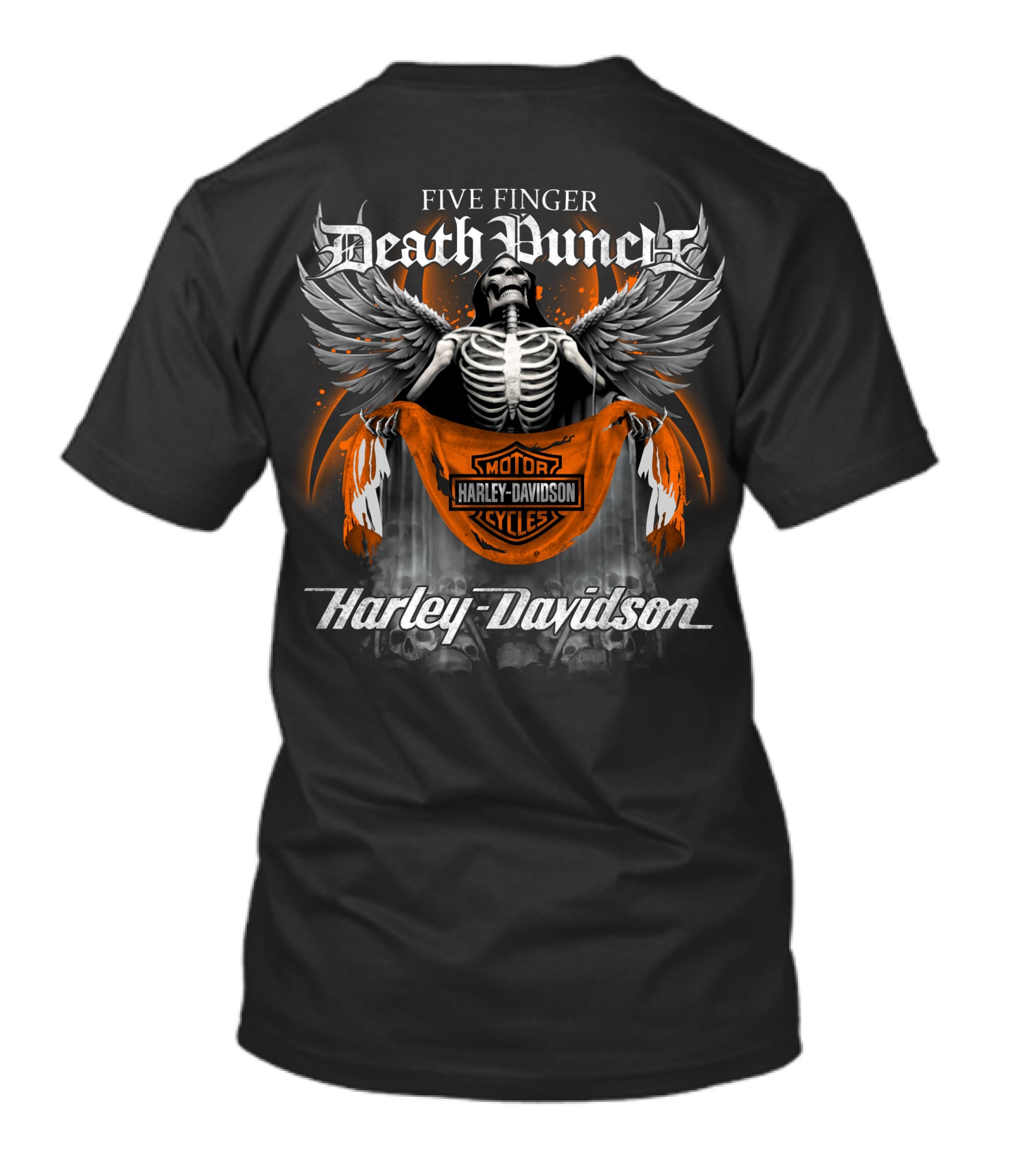 Five Finger Death Punch Harley Davidson Motorcycles Skeleton Wings T-Shirt