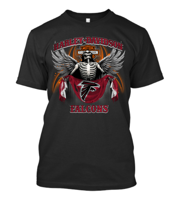 Harley Davidson Atlanta Falcons Skeleton Wings T-Shirt