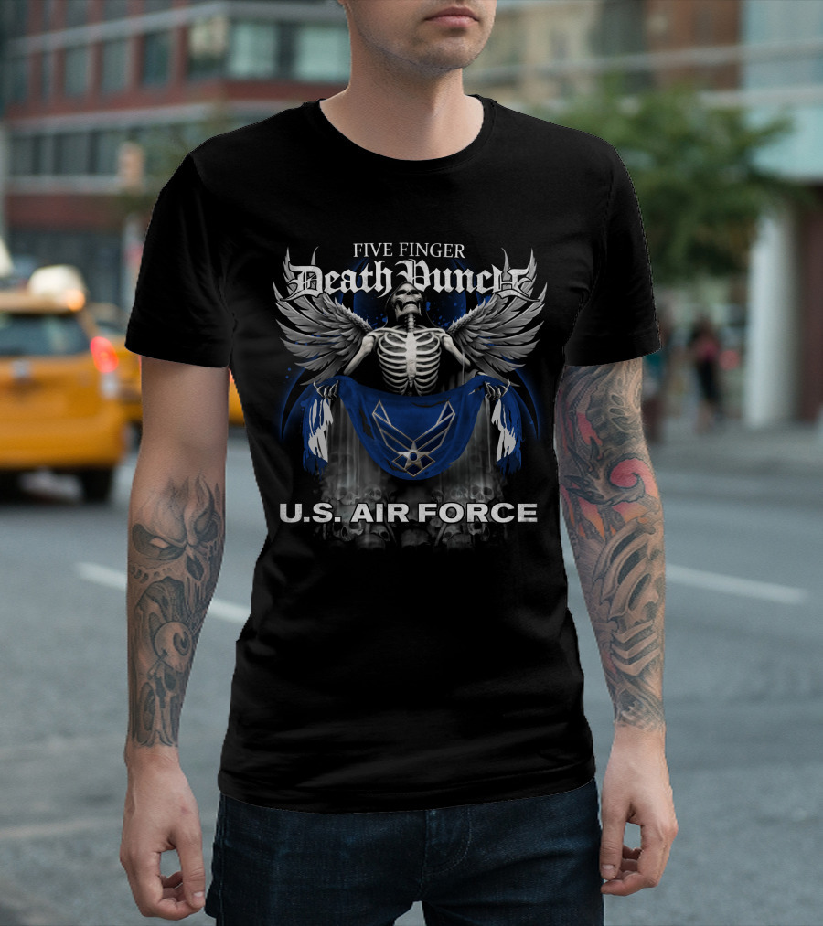 Five Finger Death Punch U.S. Air Force Skeleton with Wings and Flag T-Shirt