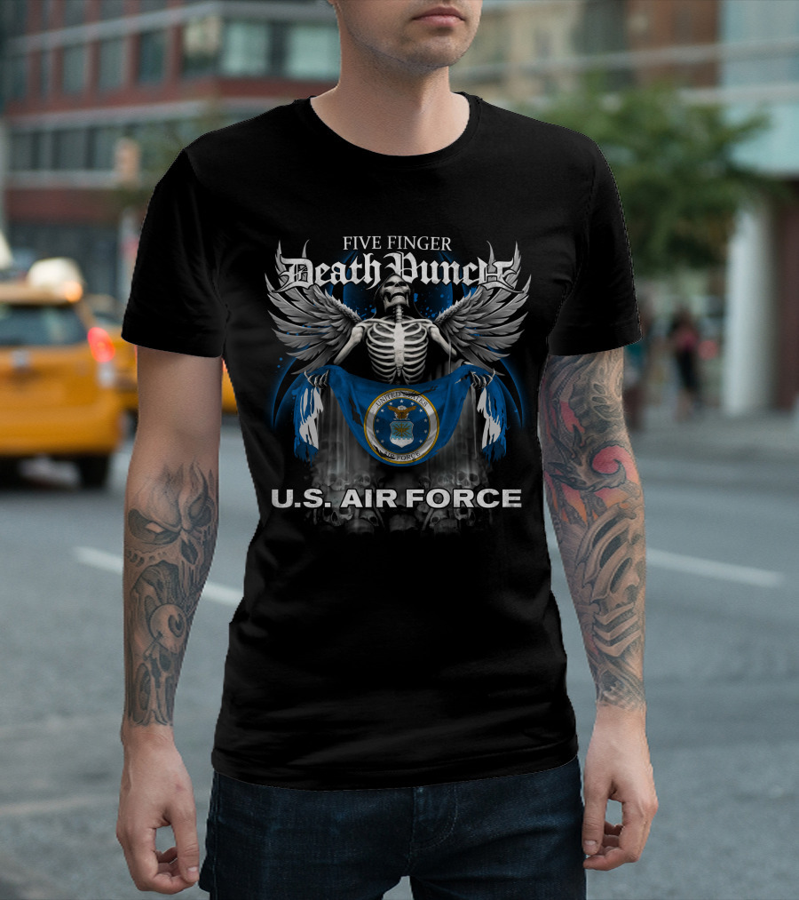Five Finger Death Punch U.s. Air Force Skeleton Wings Flag T-Shirt
