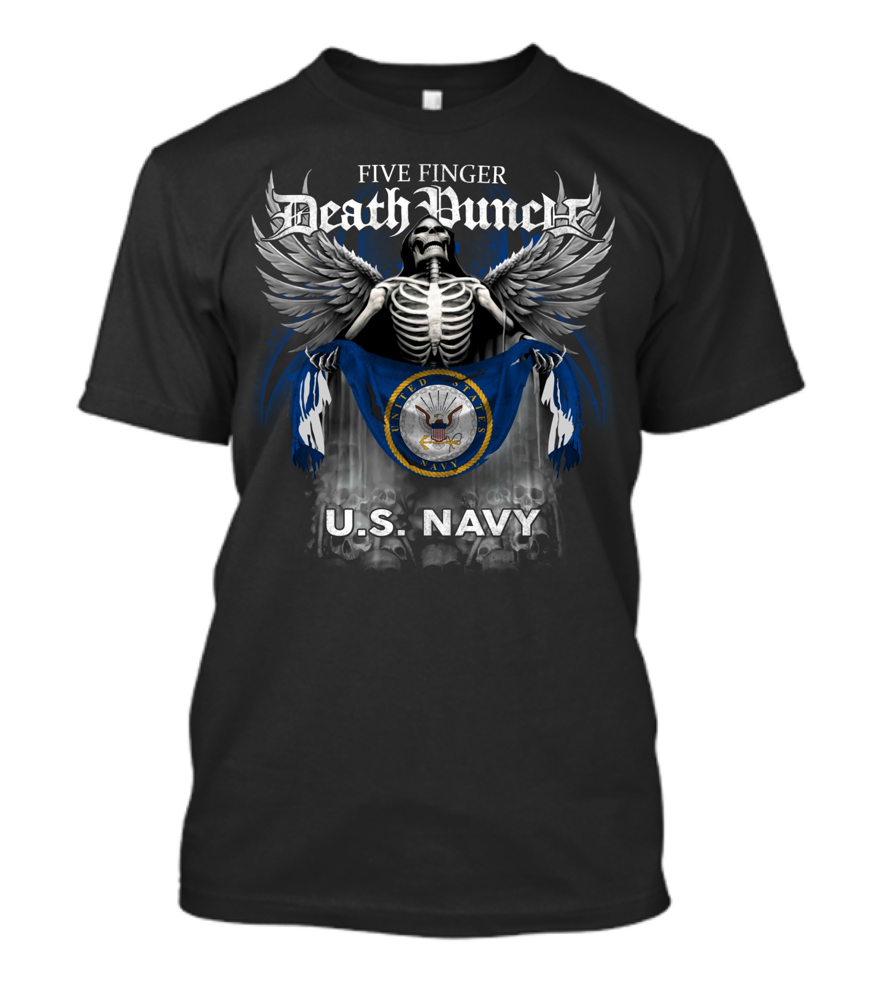 Five Finger Death Punch U.S. Navy United States Flag Skull Wings T-Shirt