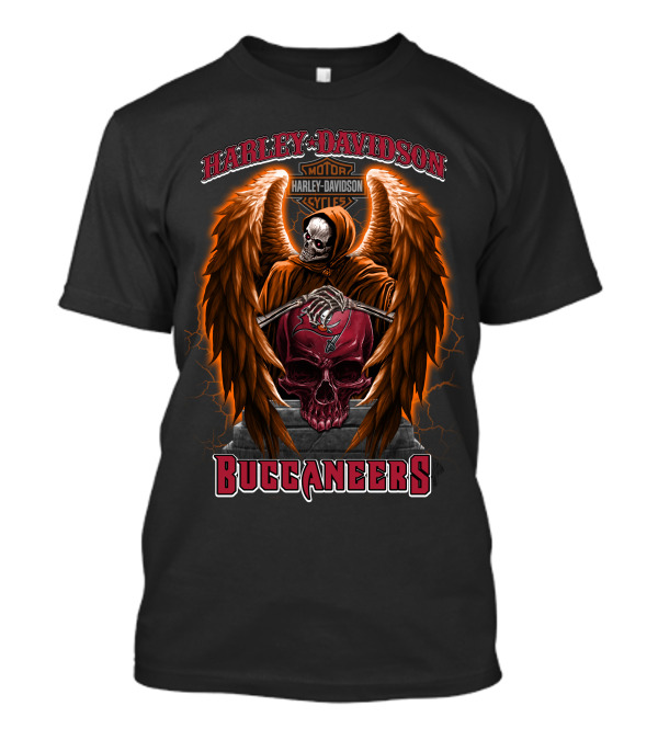 Harley Davidson Motorcycles Buccaneers Nfl Tampa Bay Grim Reaper Wings T-Shirt
