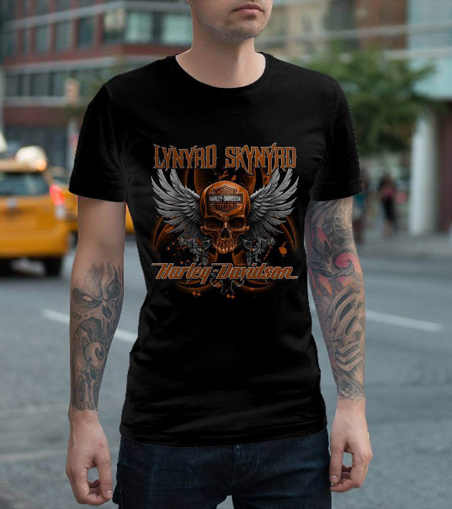 Lynyrd Skynyrd Harley Davidson Motorcycles Skull Wings T-Shirt