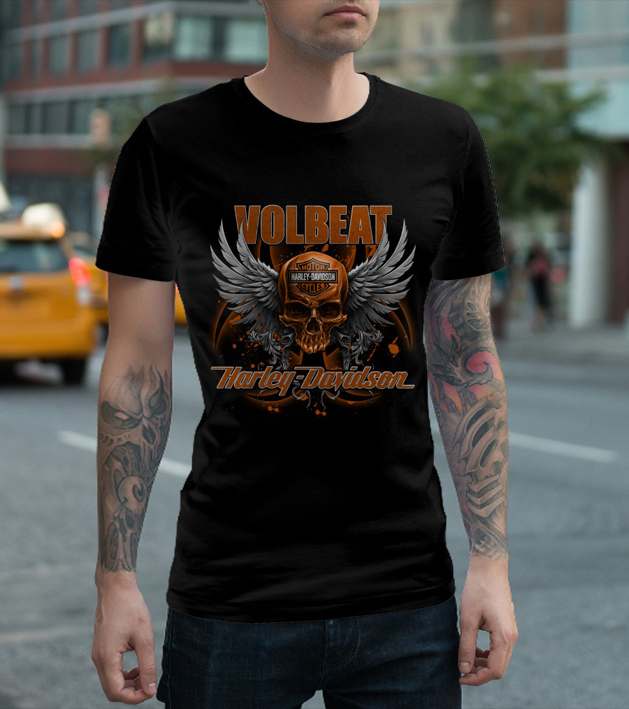 Volbeat Harley Davidson Motorcycles Skull Wings T-Shirt